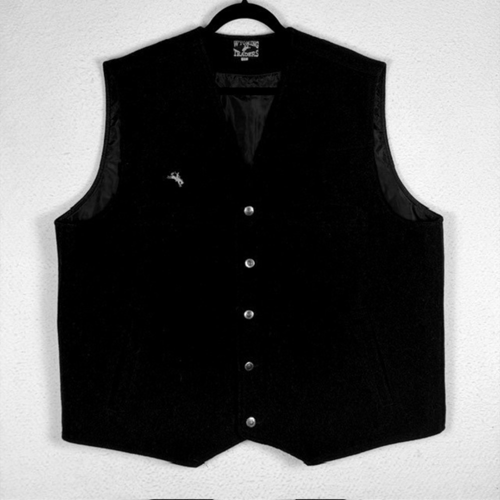 Wyoming Traders Mens Black 100% Virgin Wool Western Button Front Vest XXL